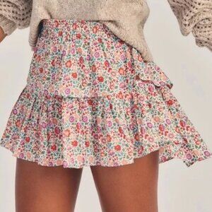 LOVESHACKFANCY X Liberty Ruffle Floral Mini Skirt NWT